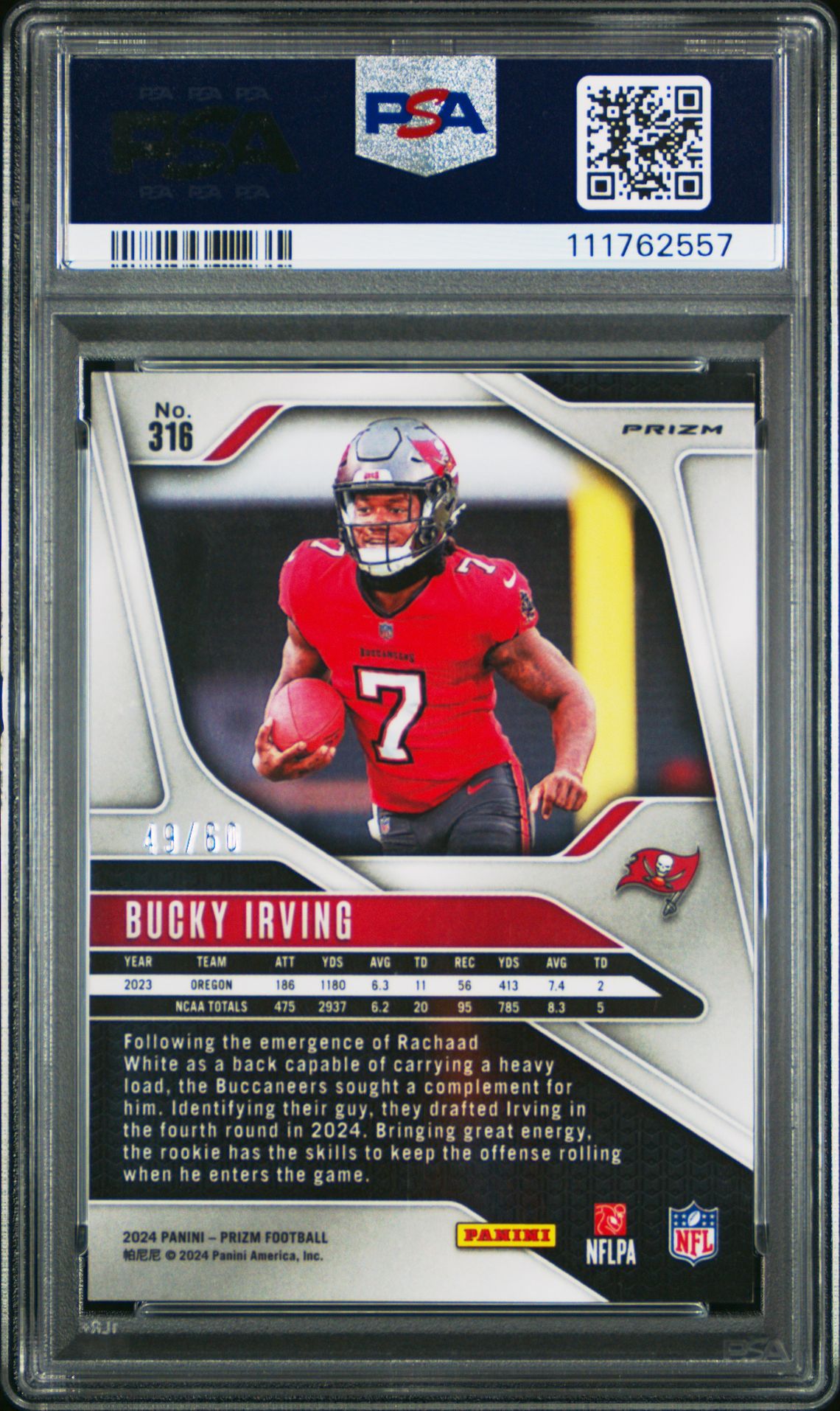 2024 Panini Prizm Bucky Irving #316 (Orange Wave) Nm-Mt 8 back