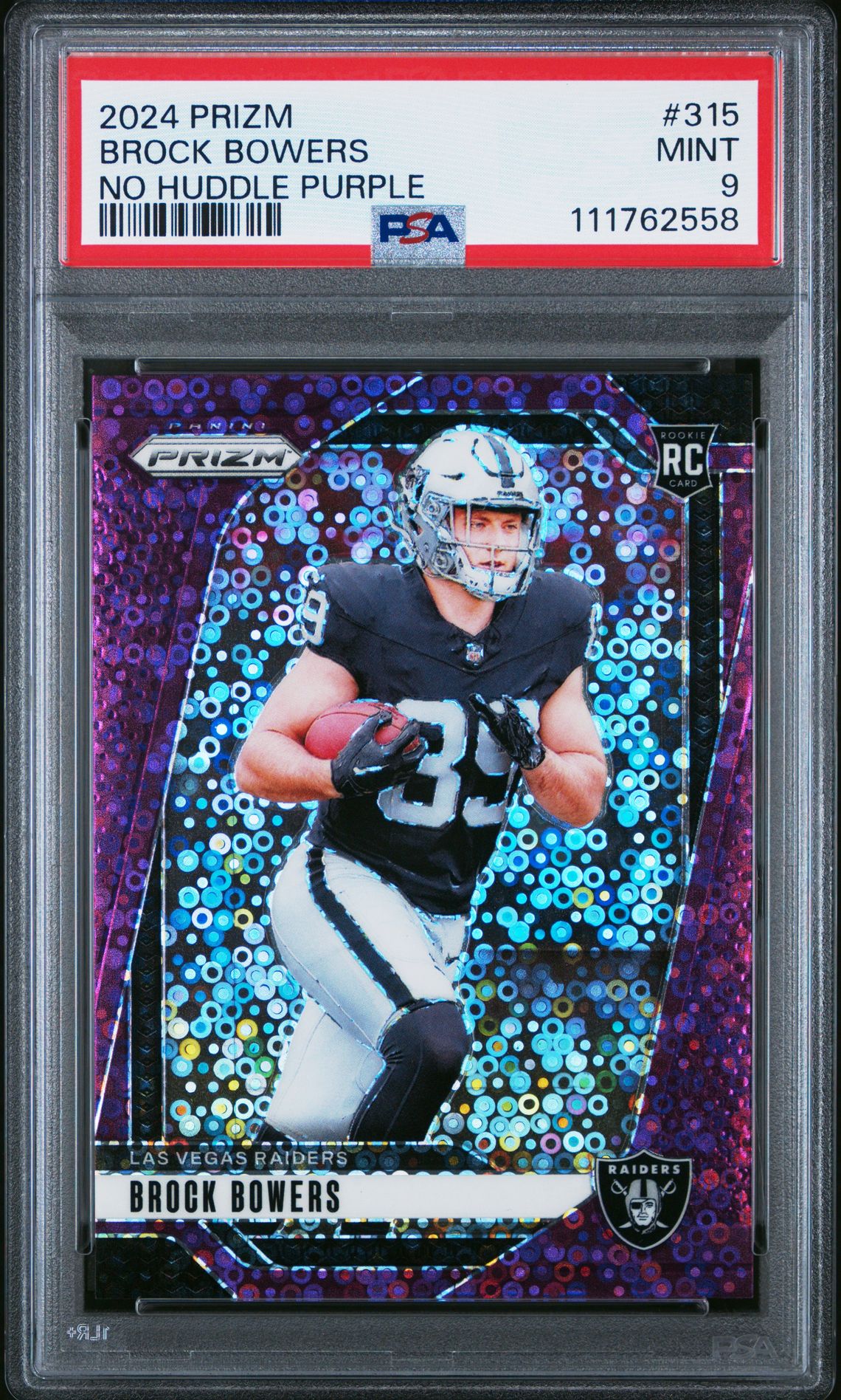2024 Panini Prizm Brock Bowers #315 (No Huddle Purple) Mint 9 front
