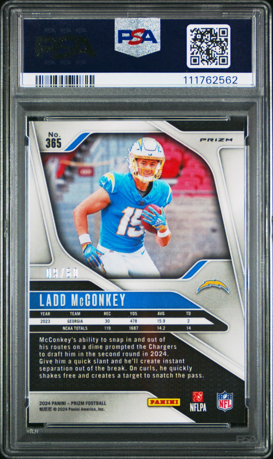 2024 Panini Prizm Ladd Mcconkey #365 (Orange Wave) Mint 9 back