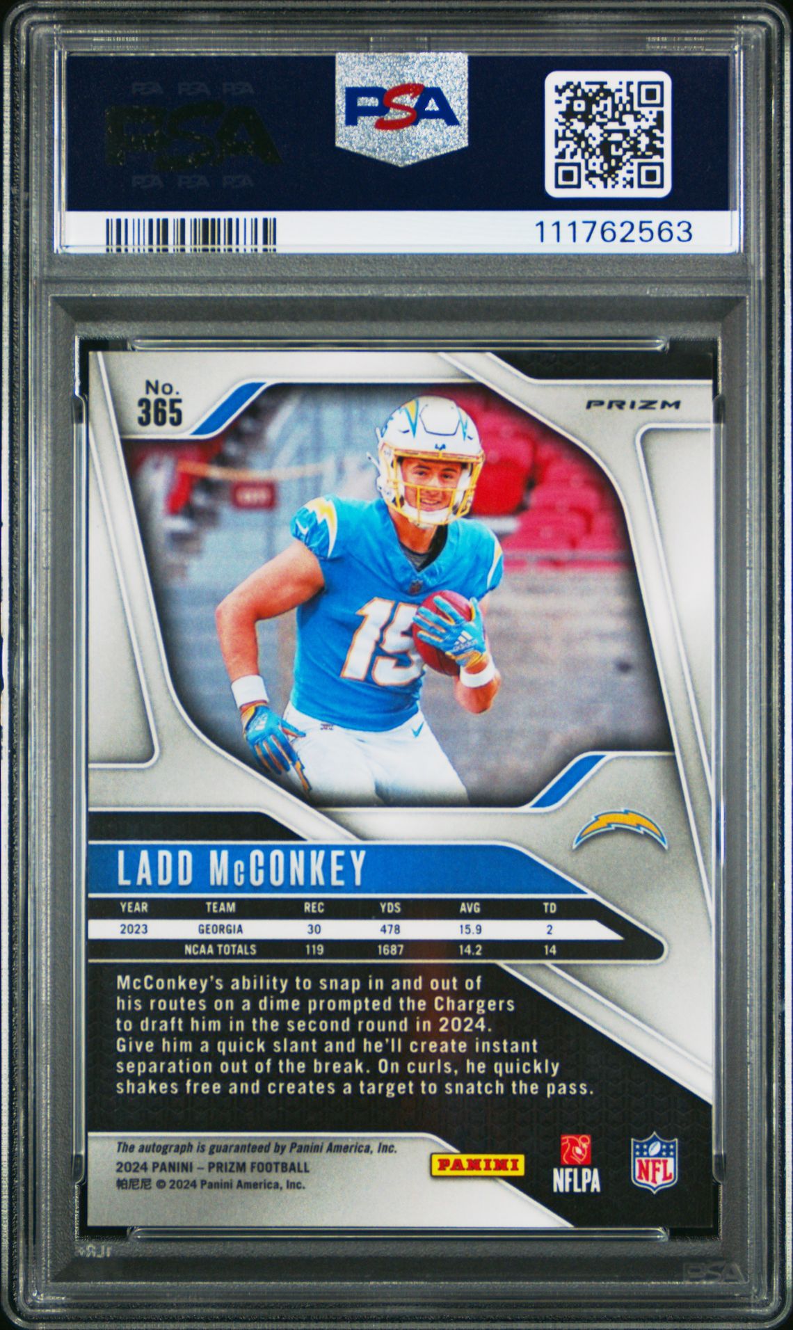 2024 Panini Prizm Ladd Mcconkey #365 (Autograph-Pink Prizm) Nm-Mt 8 back