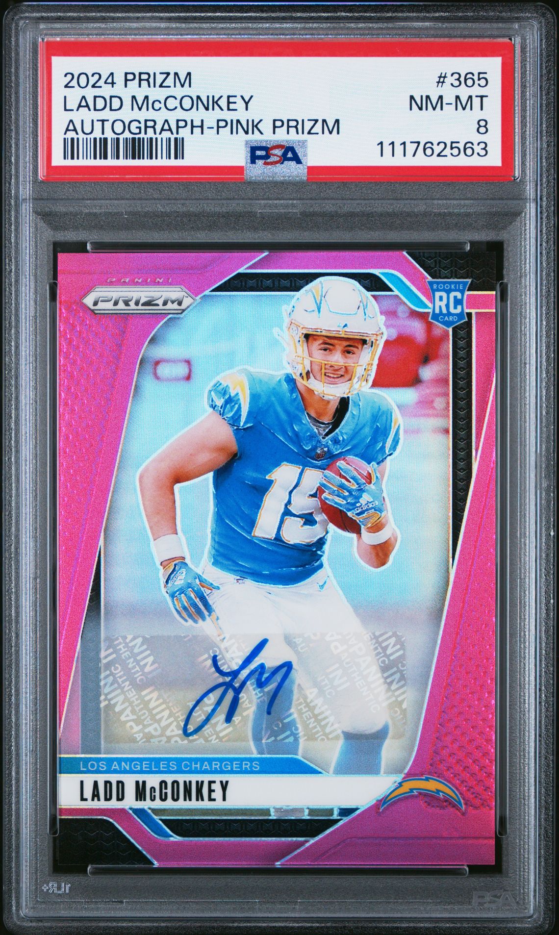 2024 Panini Prizm Ladd Mcconkey #365 (Autograph-Pink Prizm) Nm-Mt 8 front