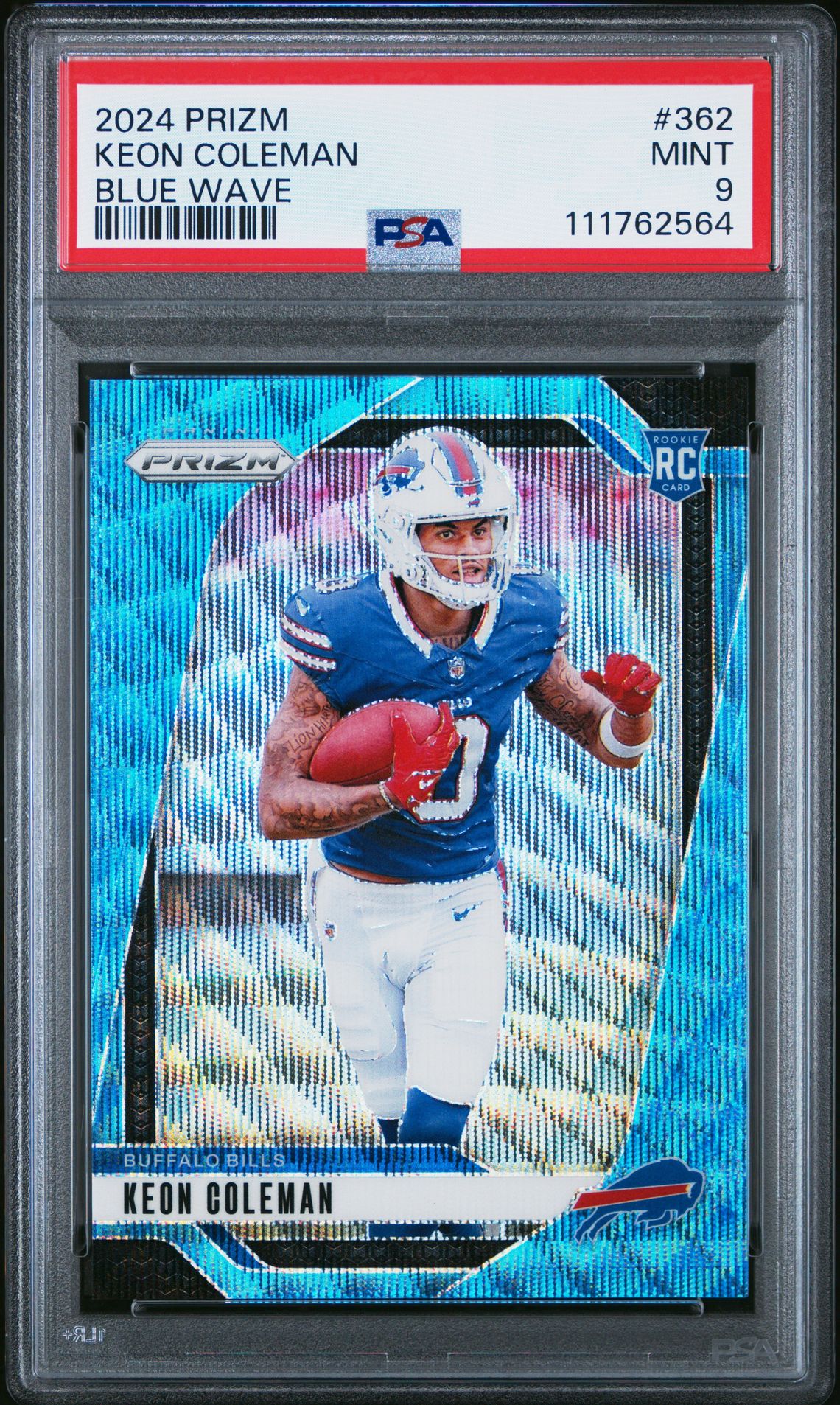 2024 Panini Prizm Keon Coleman #362 (Blue Wave) Mint 9 front