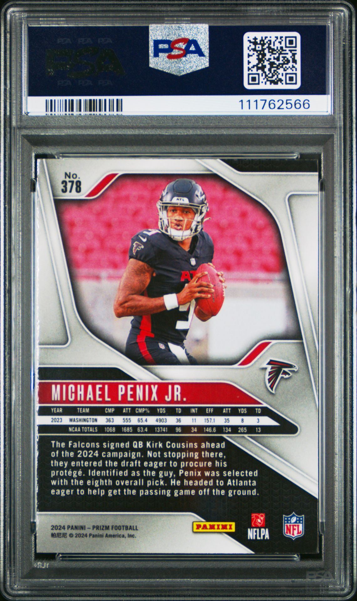 2024 Panini Prizm Michael Penix Jr. #378 Gem Mt 10 back