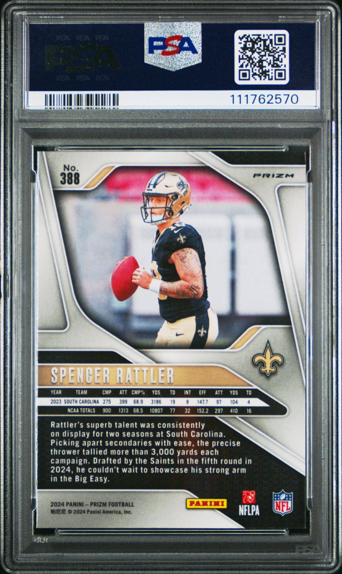 2024 Panini Prizm Spencer Rattler #388 (Silver Prizm) Nm 7 back