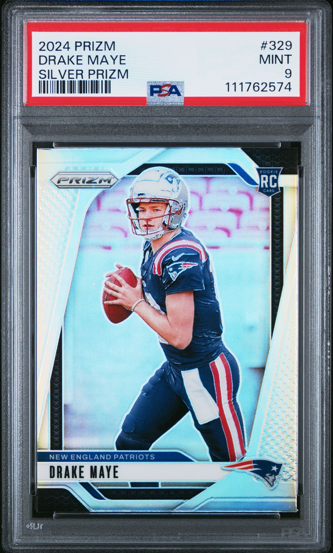 2024 Panini Prizm Drake Maye #329 (Silver Prizm) Mint 9 front