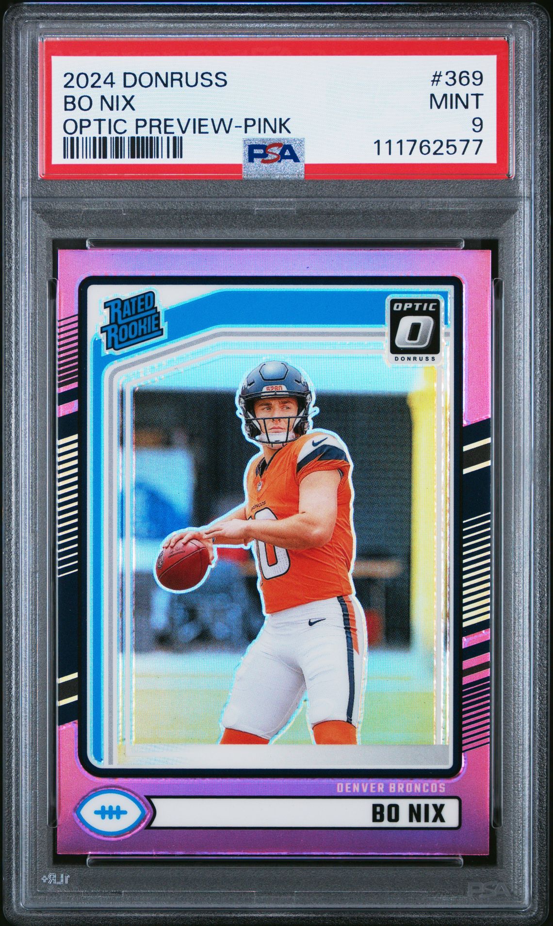 2024 Panini Donruss Bo Nix #369 (Optic Preview-Pink) Mint 9 front