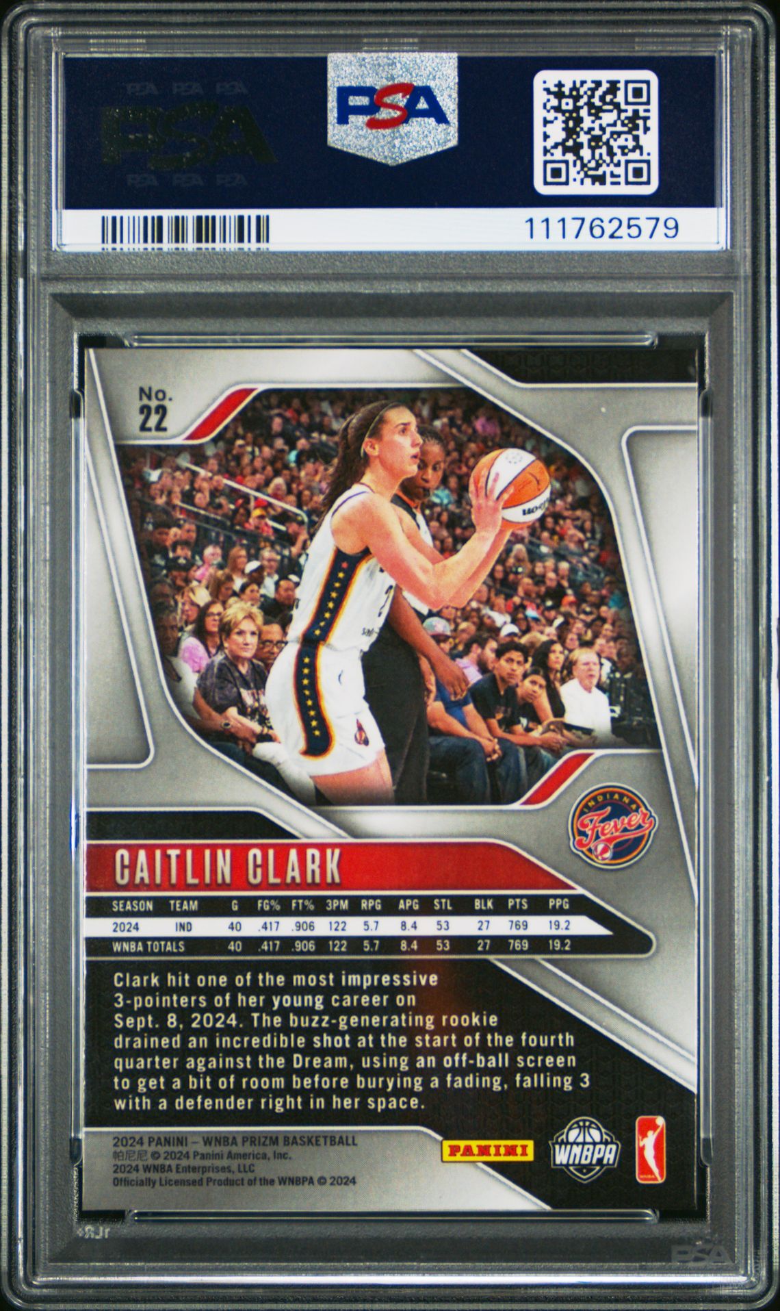 2024 Panini Prizm Wnba Caitlin Clark #22 Nm-Mt 8 back