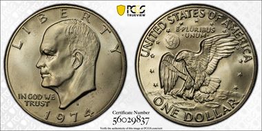 1974-S $1 Silver MS66