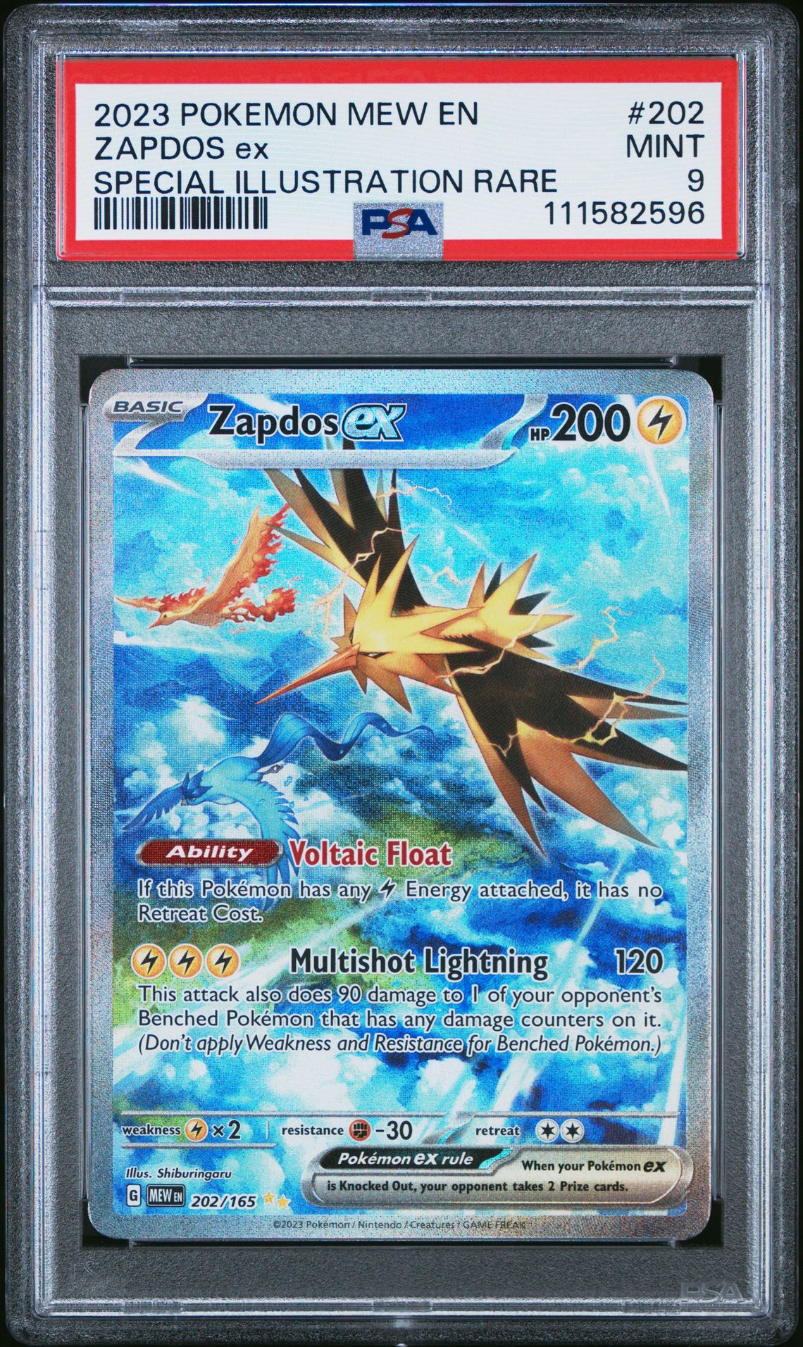 2023 Pokemon Mew En-151 Zapdos Ex #202 (Special Illustration Rare) Mint 9 front