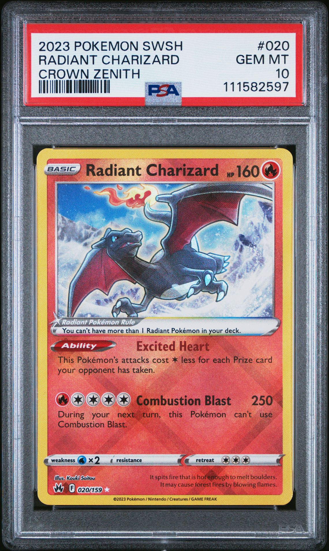 2023 Pokemon Sword And Shield Crown Zenith Radiant Charizard #020 (Crown Zenith) Gem Mt 10 front