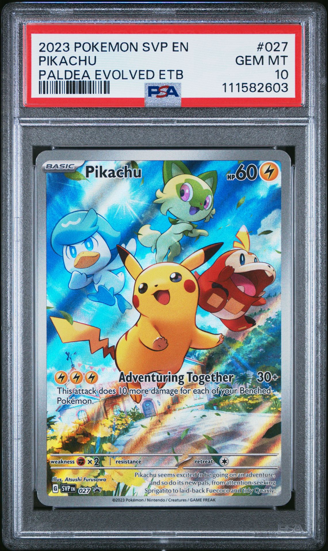 2023 Pokemon Svp En-Sv Black Star Promo Pikachu #027 (Paldea Evolved Etb) Gem Mt 10 front