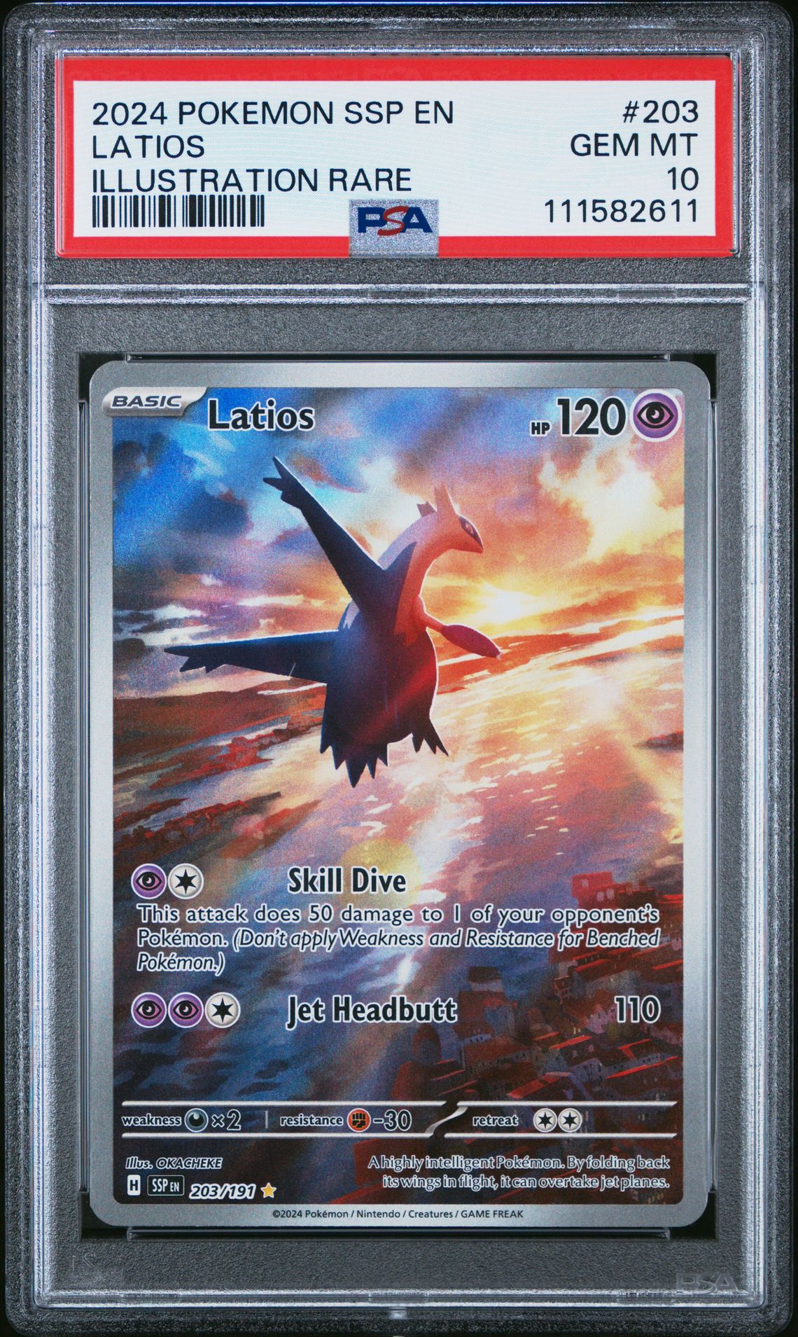 2024 Pokemon Ssp En-Surging Sparks Latios #203 (Illustration Rare) Gem Mt 10 front