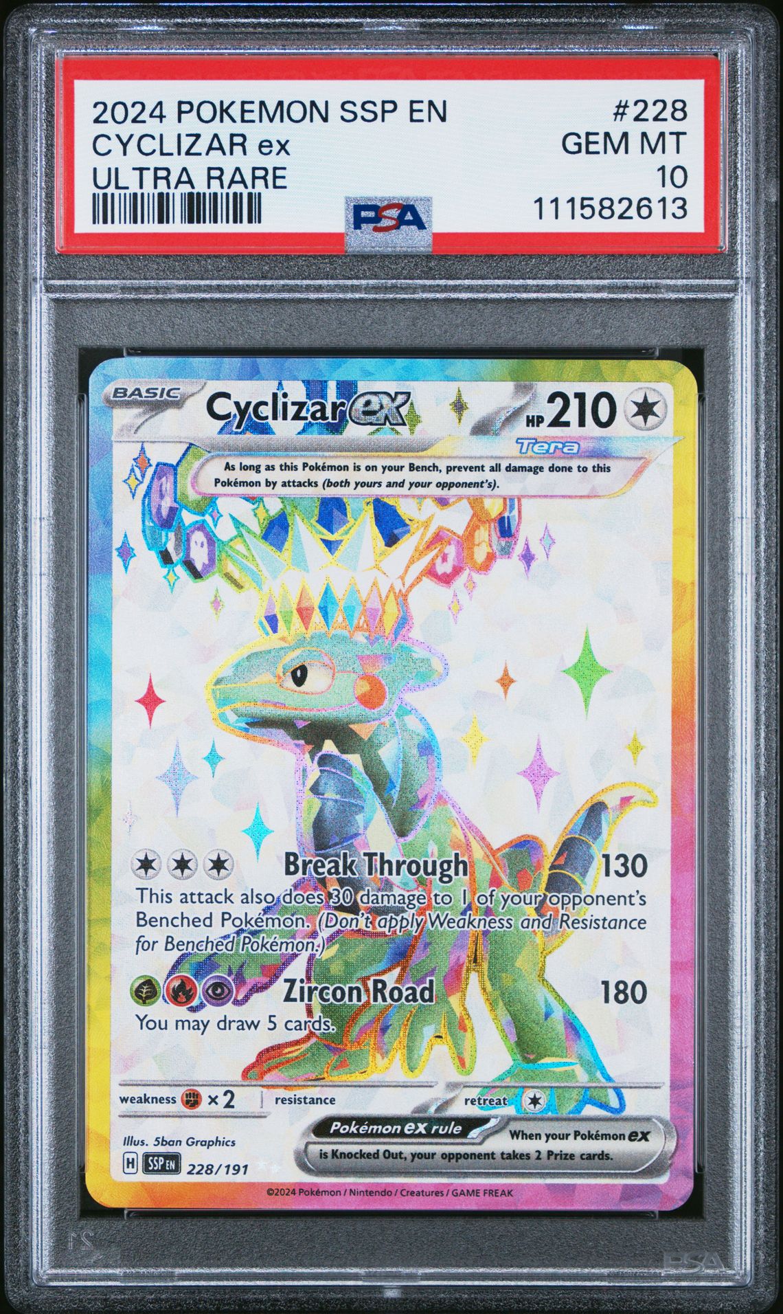 2024 Pokemon Ssp En-Surging Sparks Cyclizar Ex #228 (Ultra Rare) Gem Mt 10 front