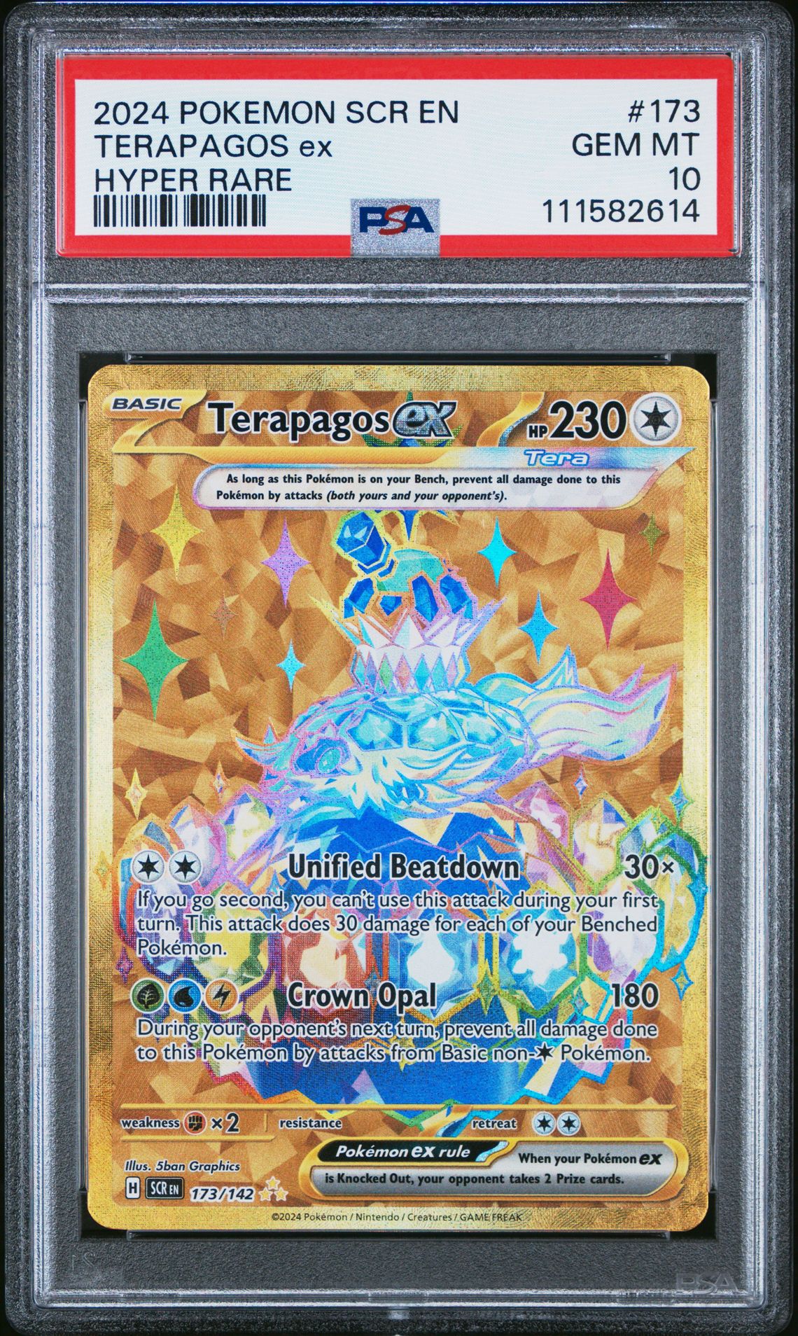 2024 Pokemon Scr En-Stellar Crown Terapagos Ex #173 (Hyper Rare) Gem Mt 10 front