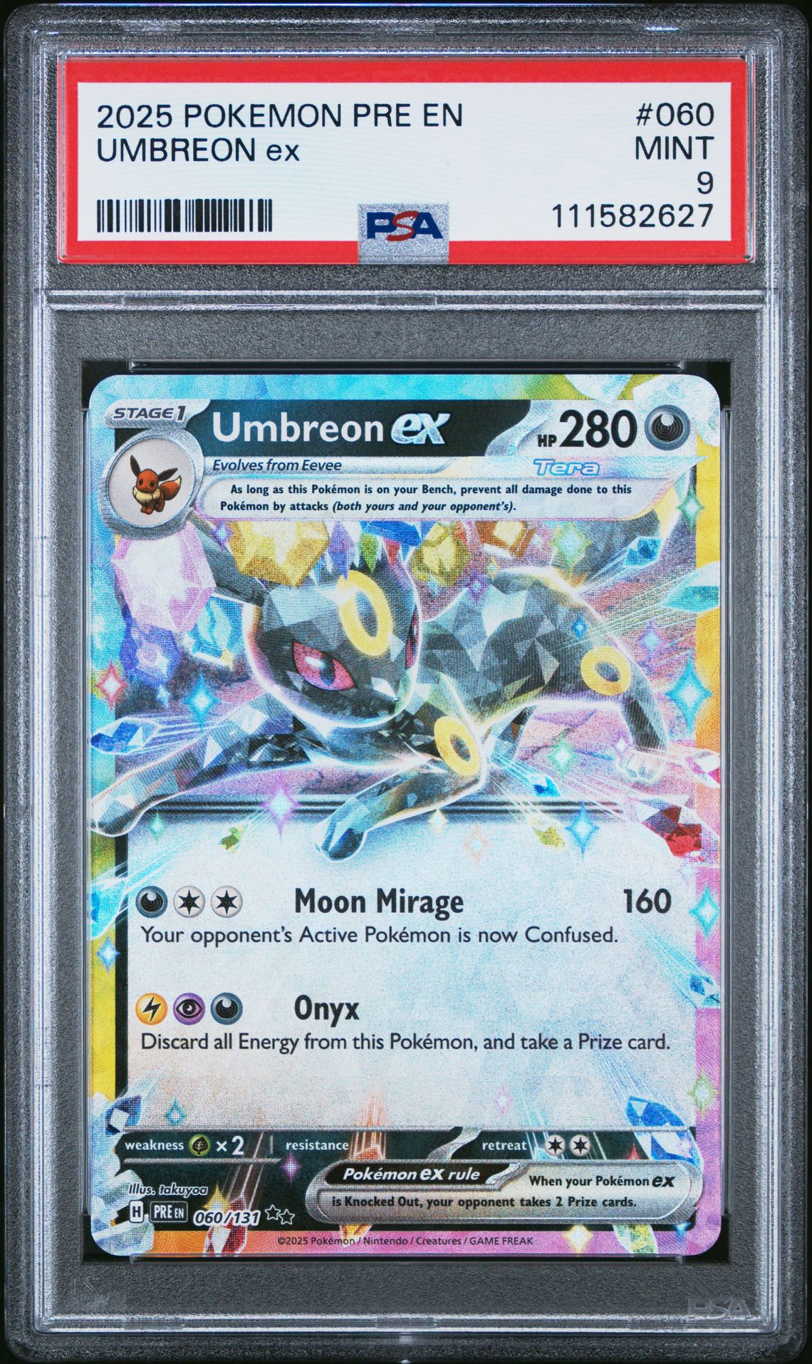 2025 Pokemon Pre En-Prismatic Evolutions Umbreon Ex #060 Mint 9 front