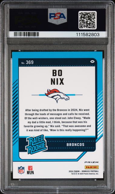 2024 Panini Donruss Bo Nix #369 (Optic Preview-Red Wave) Mint 9 back