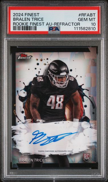 2024 Topps Finest Rookie Finest Autographs Bralen Trice #Rfabt (Rookie Finest Au-Refractor) Gem Mt 10 front
