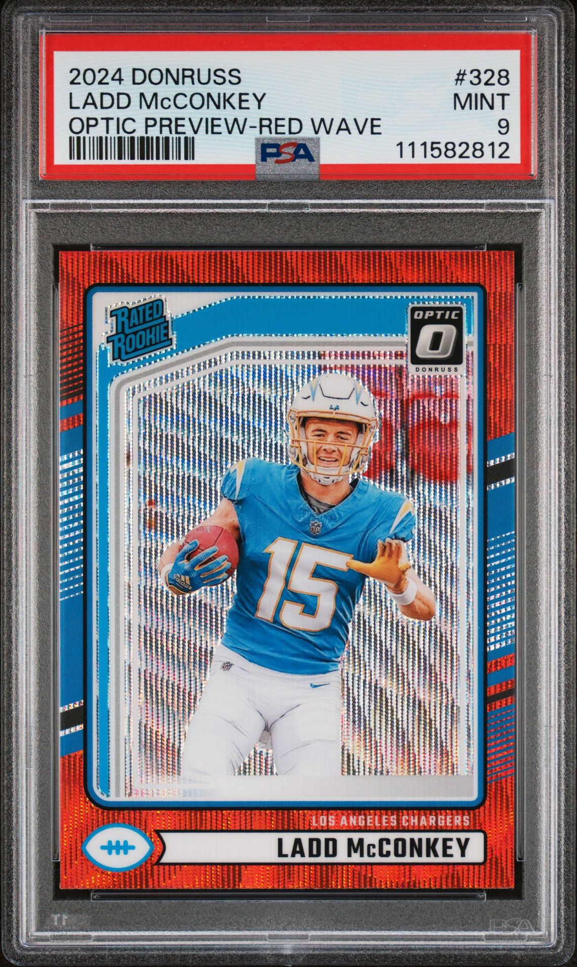 2024 Panini Donruss Ladd Mcconkey #328 (Optic Preview-Red Wave) Mint 9 front