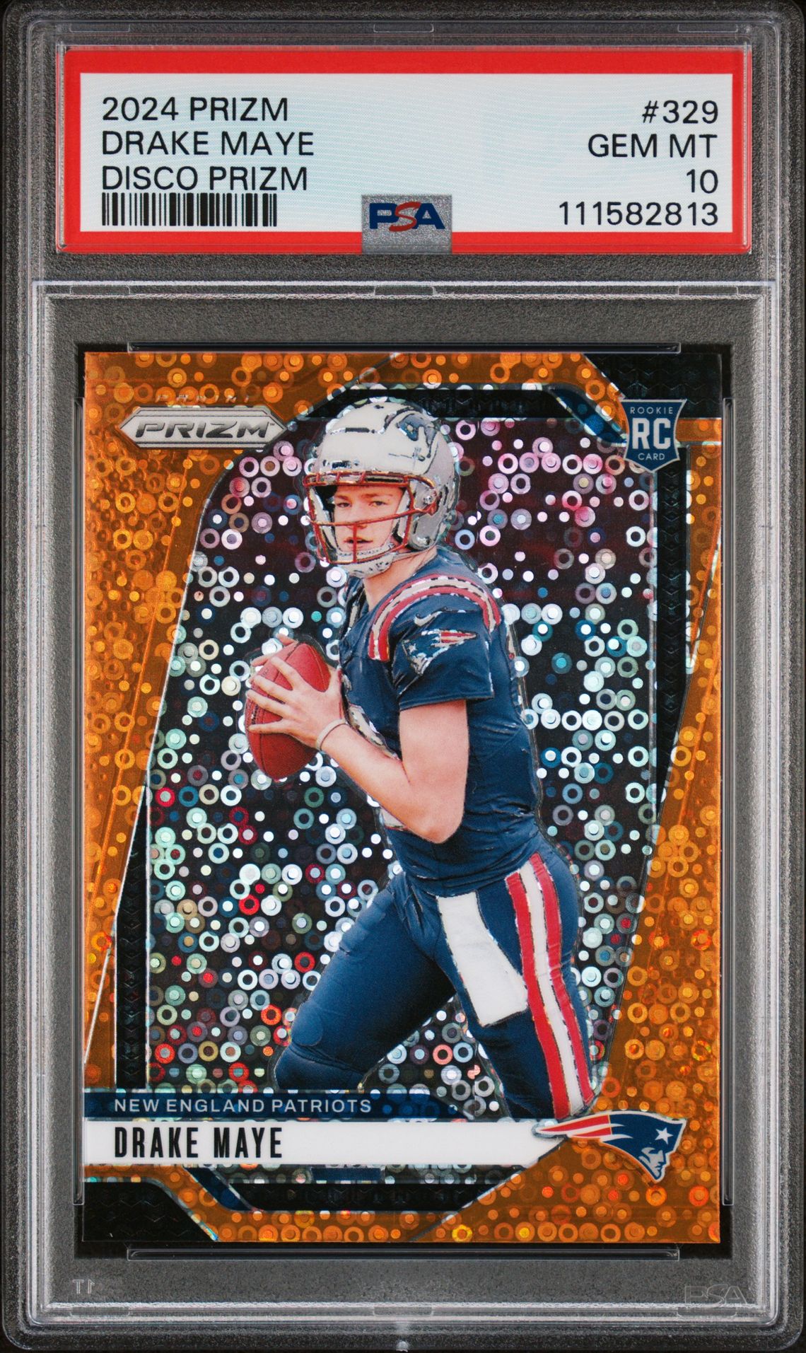 2024 Panini Prizm Drake Maye #329 (Disco Prizm) Gem Mt 10 front