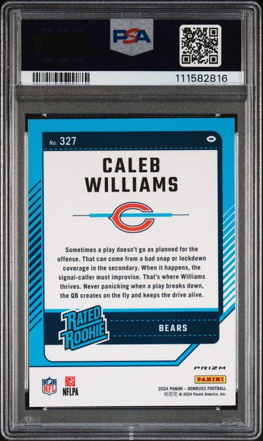 2024 Panini Donruss Caleb Williams #327 (Optic Preview-Red Wave) Mint 9 back