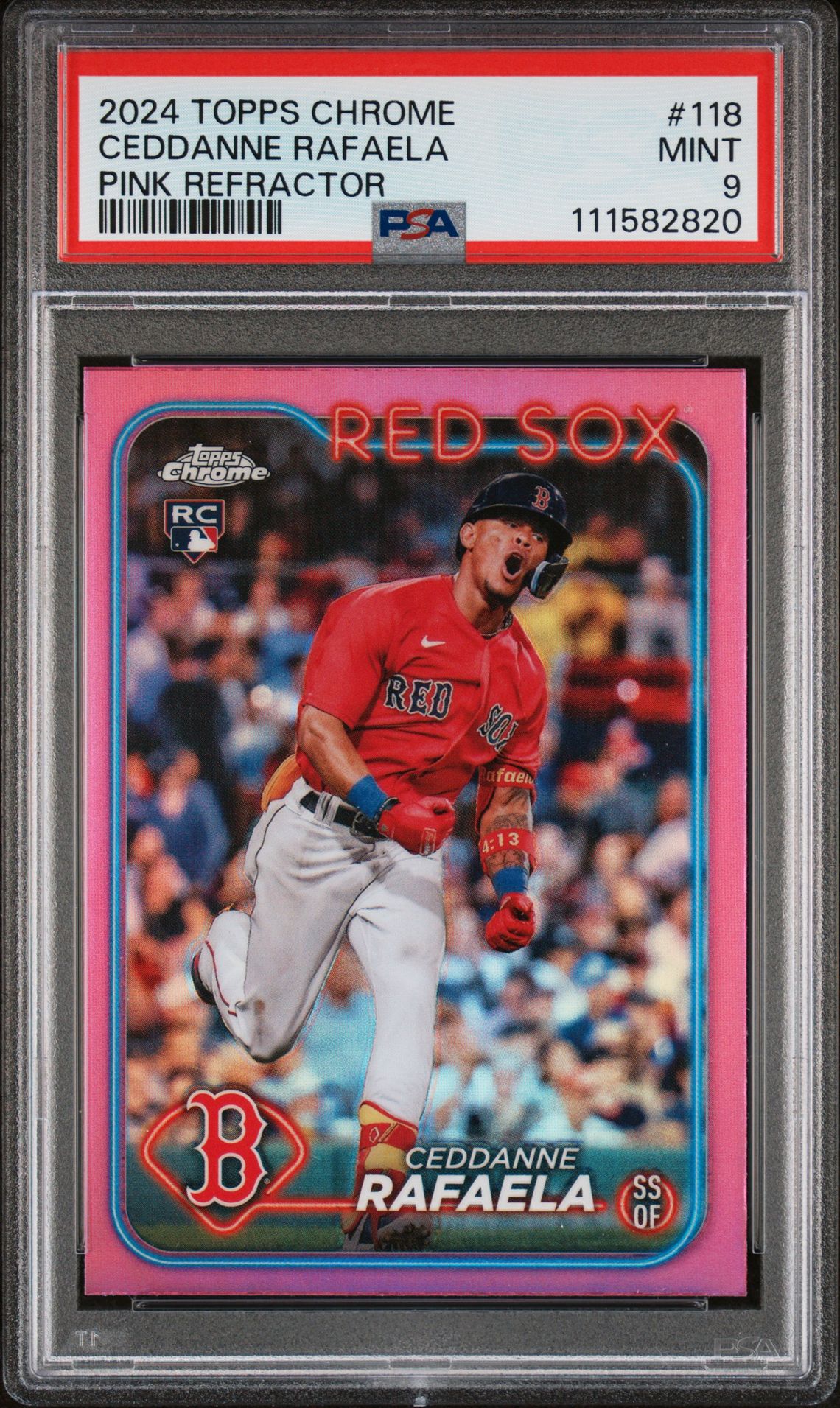 2024 Topps Chrome Ceddanne Rafaela #118 (Pink Refractor) Mint 9 front