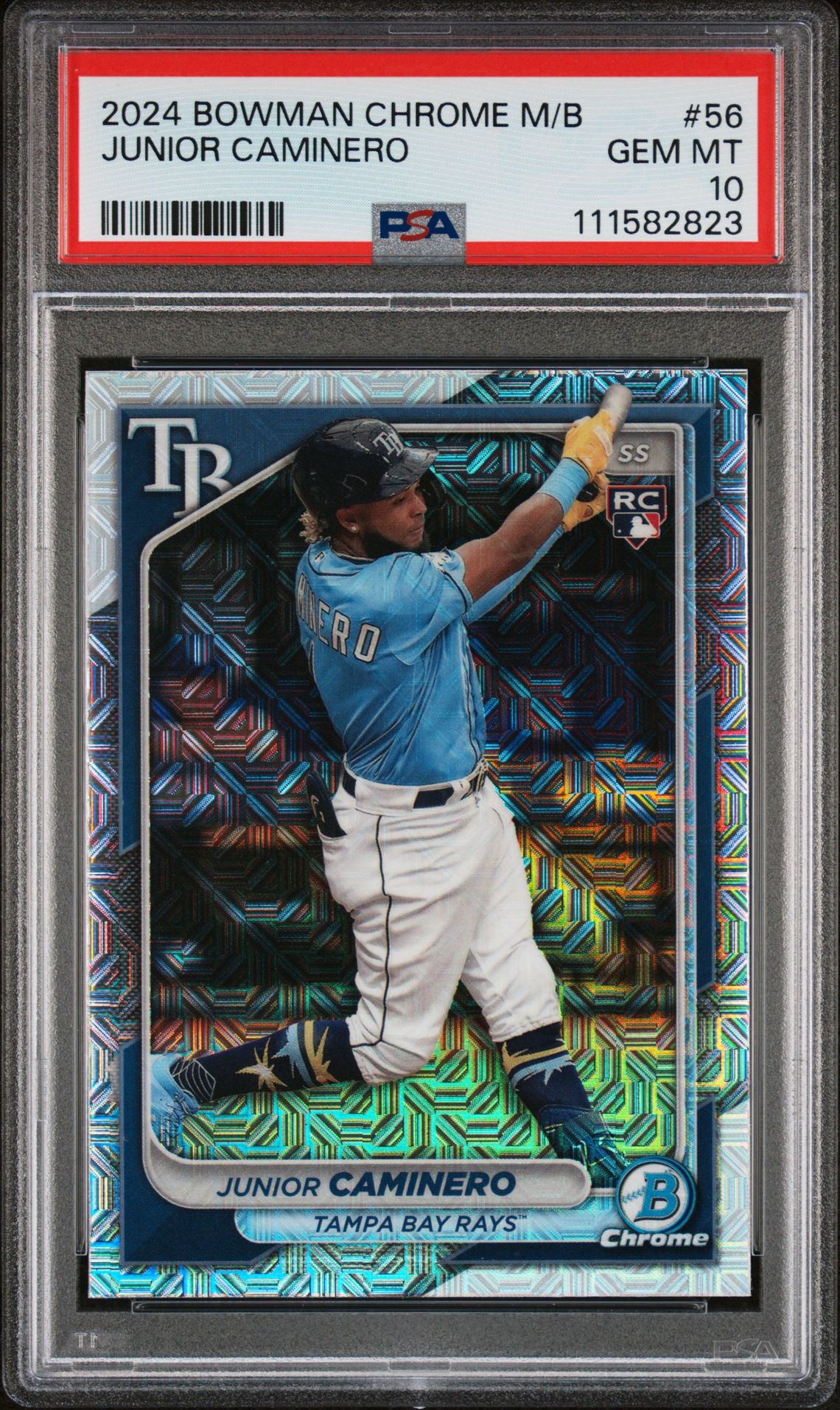 2024 Bowman Chrome Mega Box Junior Caminero #56 Gem Mt 10 front