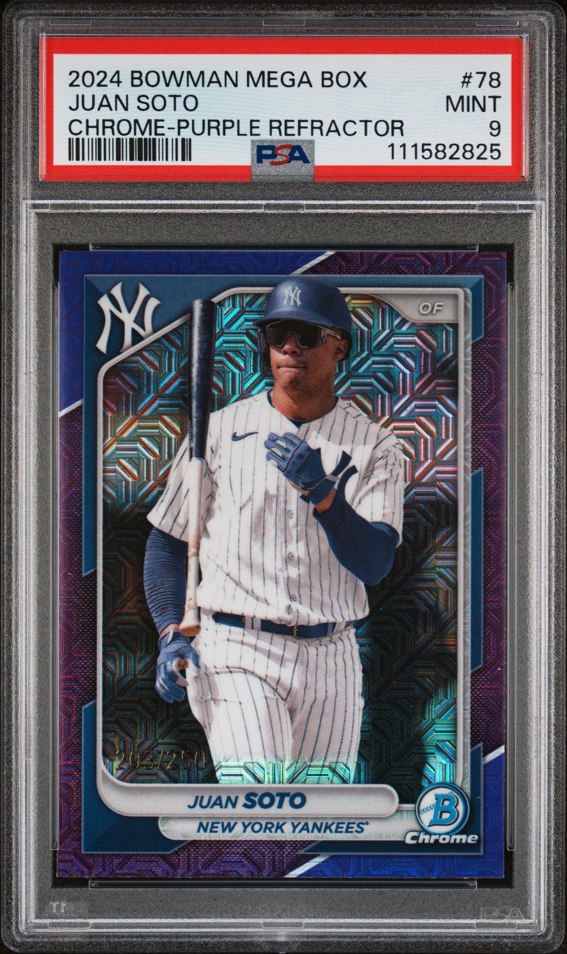 2024 Bowman Mega Box Chrome Juan Soto #78 (Chrome-Purple Refractor) Mint 9 front
