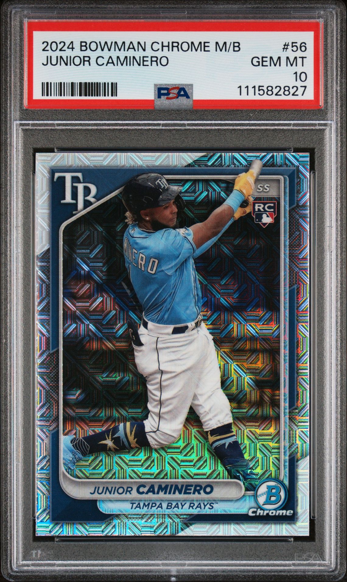 2024 Bowman Chrome Mega Box Junior Caminero #56 Gem Mt 10 front