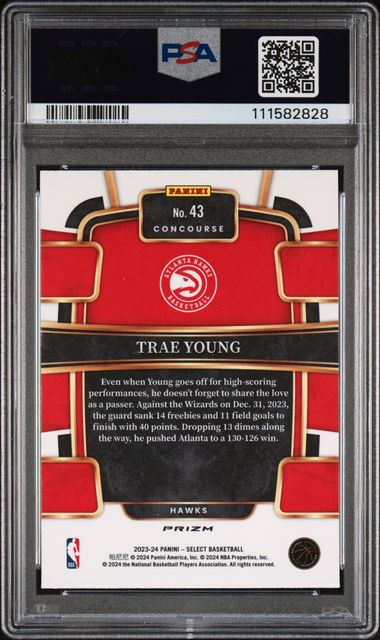 2023 Panini Select Trae Young #43 (Elephant Prizm) Mint 9 back