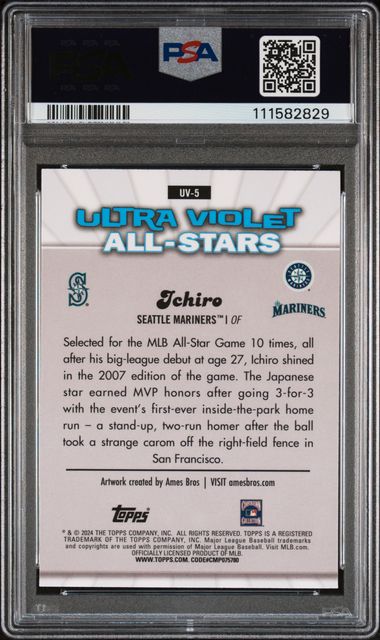 2024 Topps Chrome Ultraviolet All-Stars Ichiro #Uv5 Gem Mt 10 back