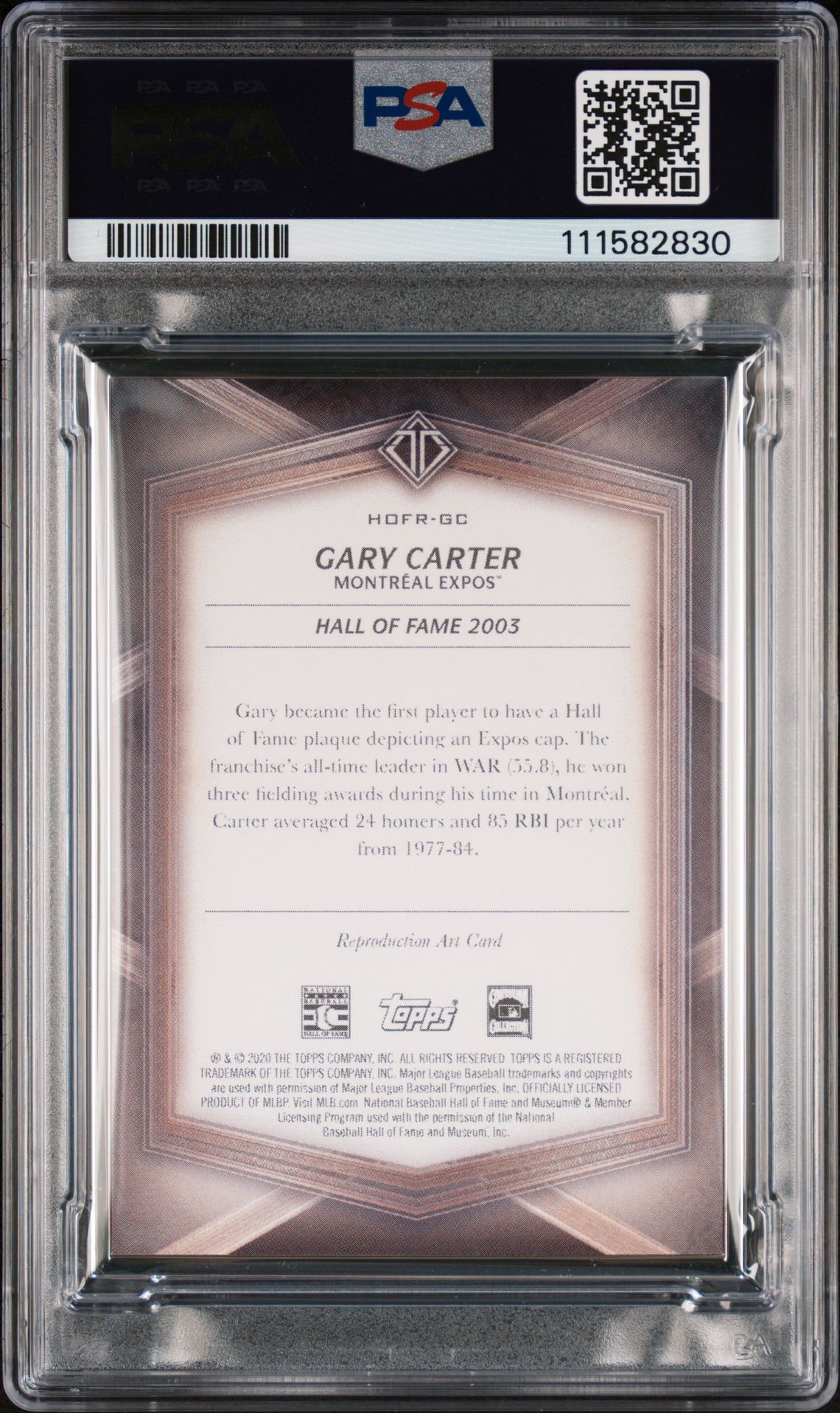 2020 Topps Transcendent Hall Of Fame Hall Of Famers Sketch Reproductions Gary Carter #Gc Mint 9 back
