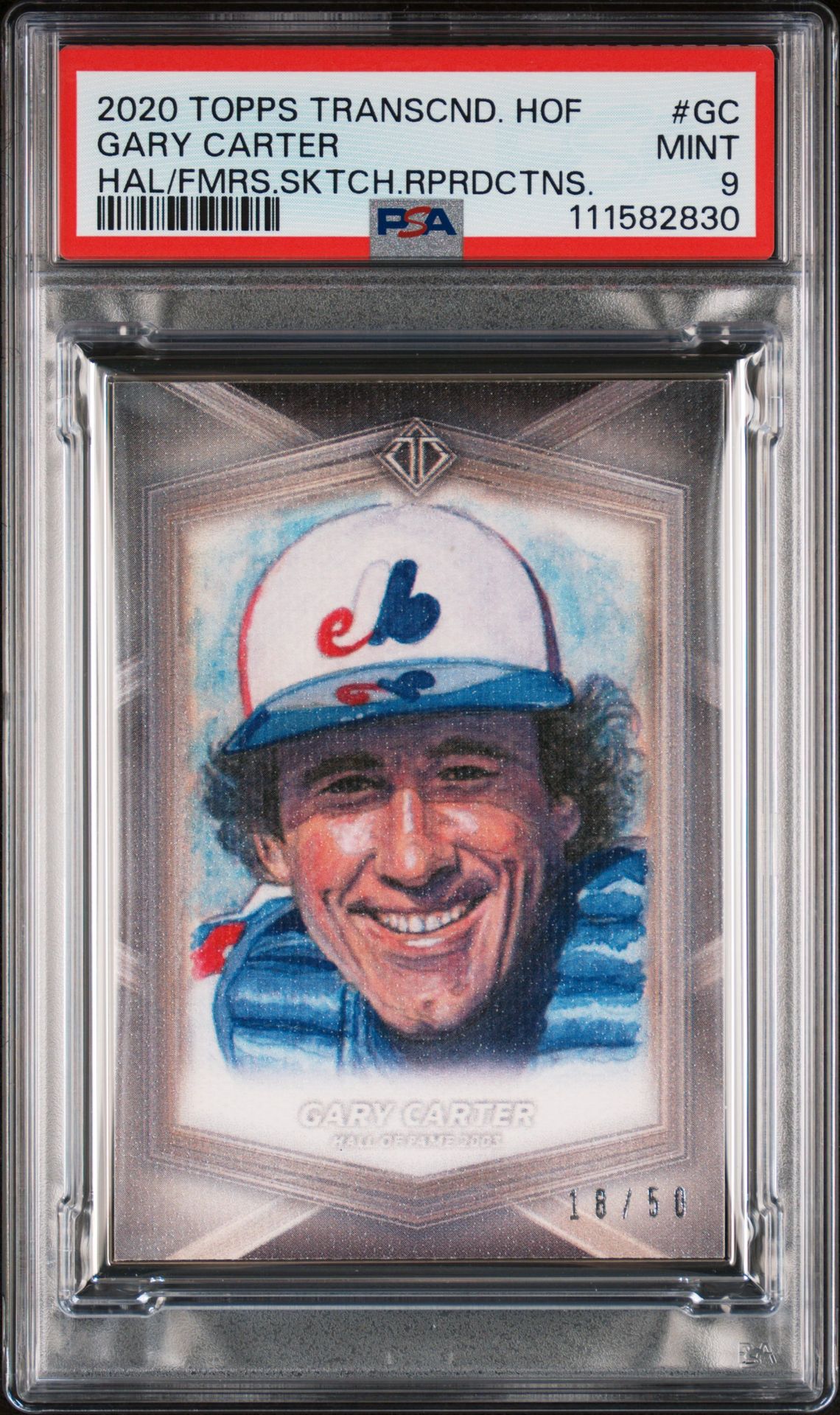 2020 Topps Transcendent Hall Of Fame Hall Of Famers Sketch Reproductions Gary Carter #Gc Mint 9 front