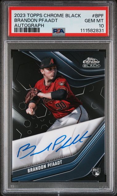 2023 Topps Chrome Black Autographs Brandon Pfaadt #Bpf Gem Mt 10 front