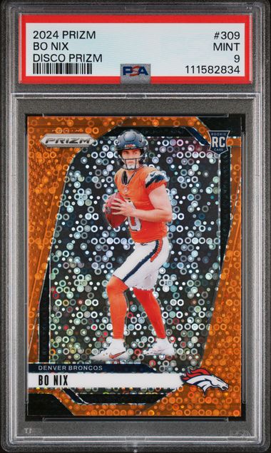 2024 Panini Prizm Bo Nix #309 (Disco Prizm) Mint 9 front