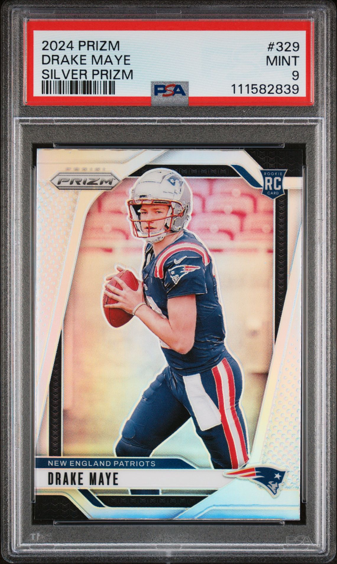 2024 Panini Prizm Drake Maye #329 (Silver Prizm) Mint 9 front