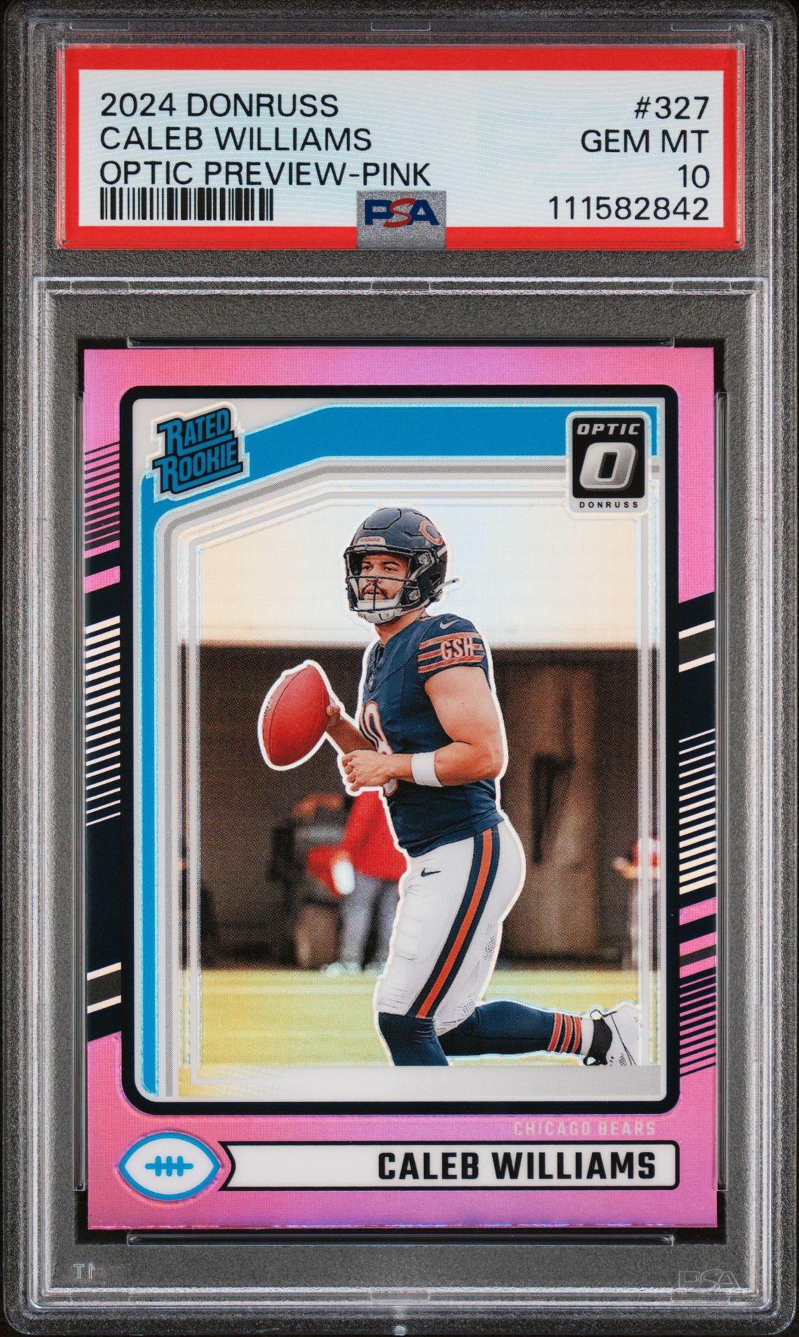 2024 Panini Donruss Caleb Williams #327 (Optic Preview-Pink) Gem Mt 10 front