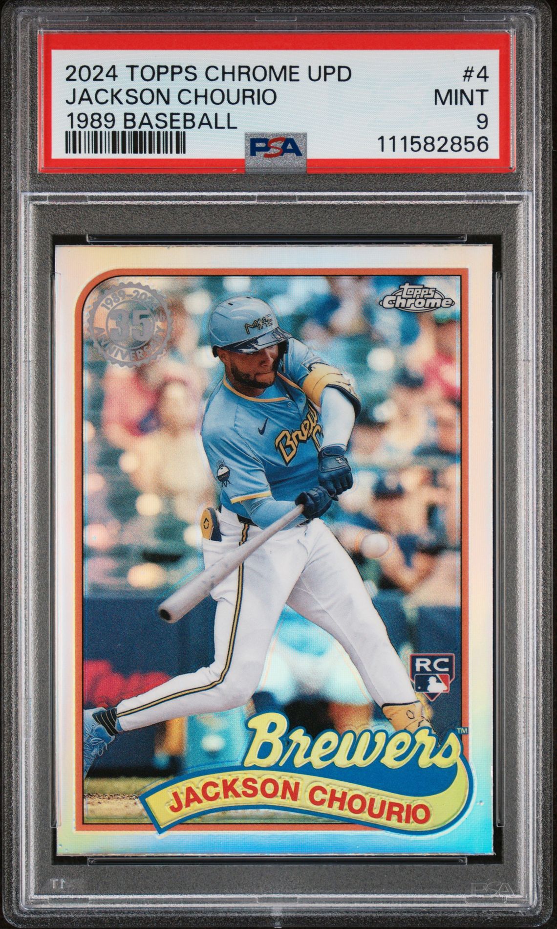 2024 Topps Chrome Update 1989 Topps Baseball Jackson Chourio #4 Mint 9 front