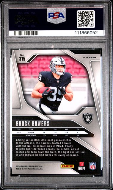 2024 Panini Prizm Brock Bowers #315 (Silver Prizm) Gem Mt 10 back
