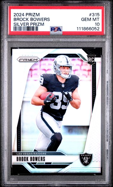 2024 Panini Prizm Brock Bowers #315 (Silver Prizm) Gem Mt 10 front