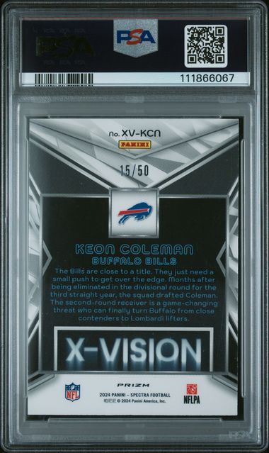 2024 Panini Spectra X-Vision Keon Coleman #Xvkcn (X-Vision-Interstellar) Mint 9 back