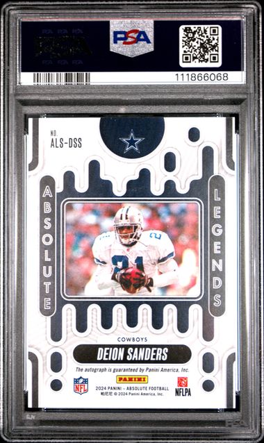 2024 Panini Absolute Absolute Legends Signatures Deion Sanders #Alsdss (Absolute Legends Sig-Blue) Gem Mt 10 back