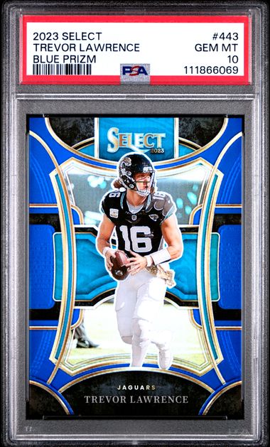2023 Panini Select Trevor Lawrence #443 (Blue Prizm) Gem Mt 10 front