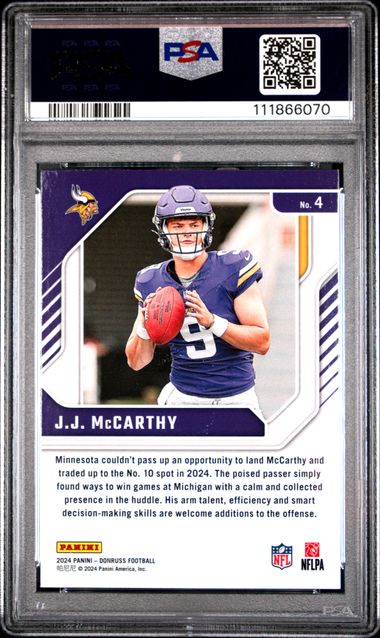2024 Panini Donruss The Elite Series Rookies Jj Mccarthy #4 Mint 9 back