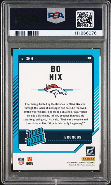 2024 Panini Donruss Bo Nix #369 Mint 9 back