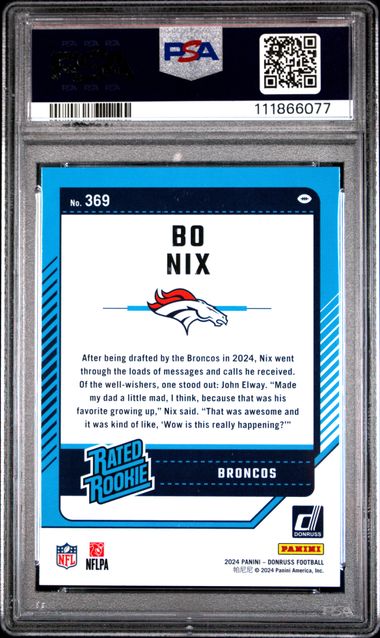2024 Panini Donruss Bo Nix #369 Mint 9 back