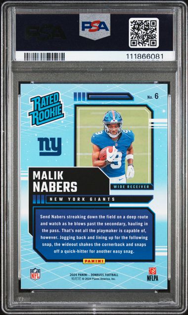 2024 Panini Donruss Rated Rookies Retro Malik Nabers #6 Nm-Mt 8 back