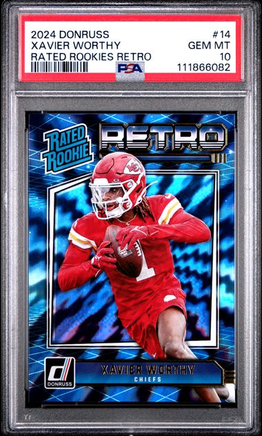 2024 Panini Donruss Rated Rookies Retro Xavier Worthy #14 Gem Mt 10 front