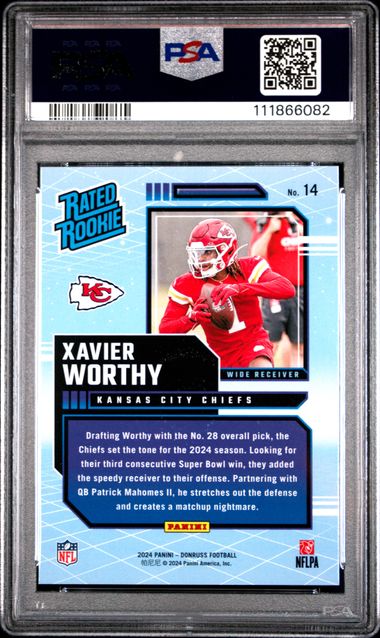 2024 Panini Donruss Rated Rookies Retro Xavier Worthy #14 Gem Mt 10 back