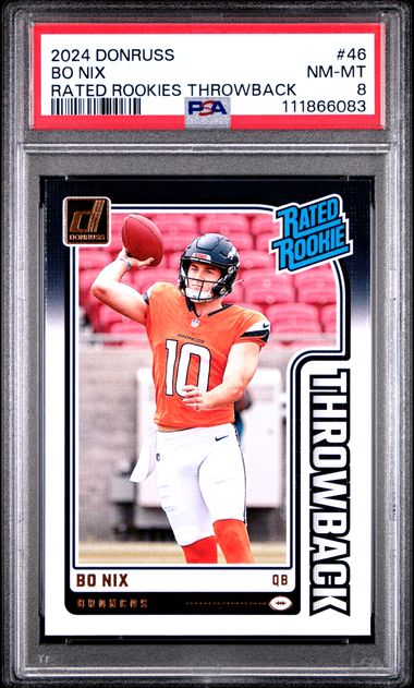 2024 Panini Donruss Rated Rookies Throwback Bo Nix #46 Nm-Mt 8 front