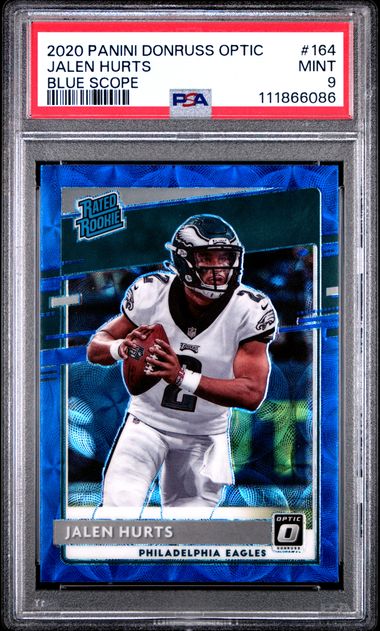 2020 Panini Donruss Optic Jalen Hurts #164 (Blue Scope) Mint 9 front